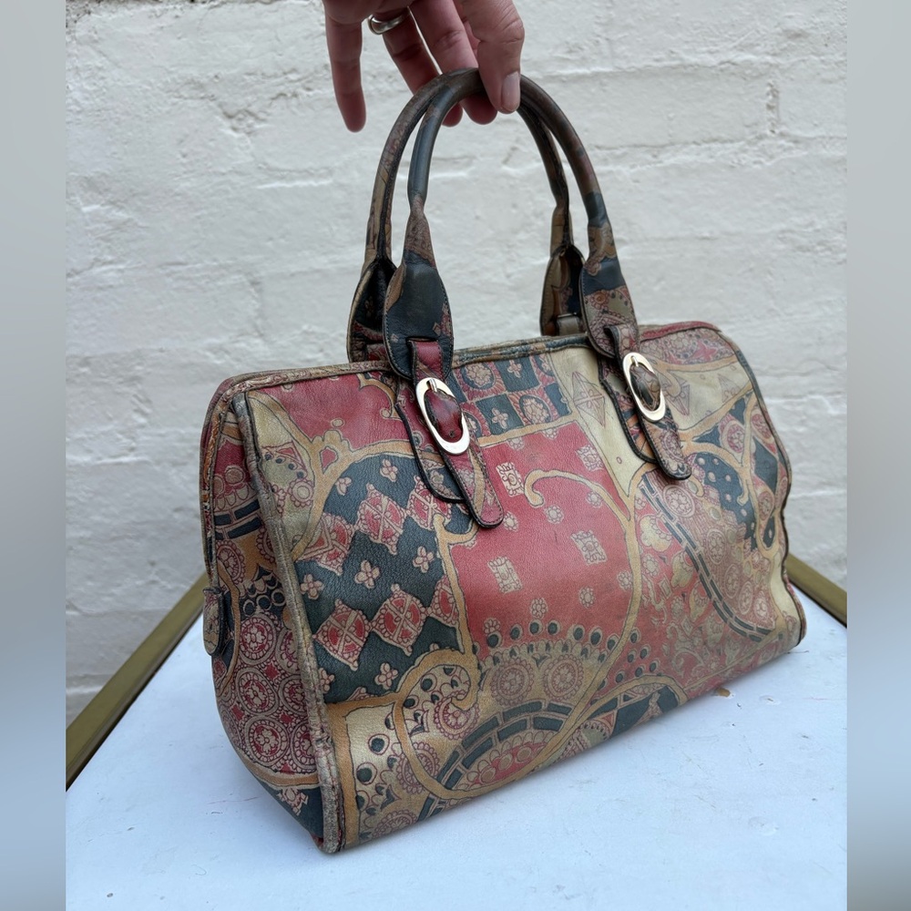 Vintage Hand Painted Dome Satchel Handbag - Picture 3 of 7